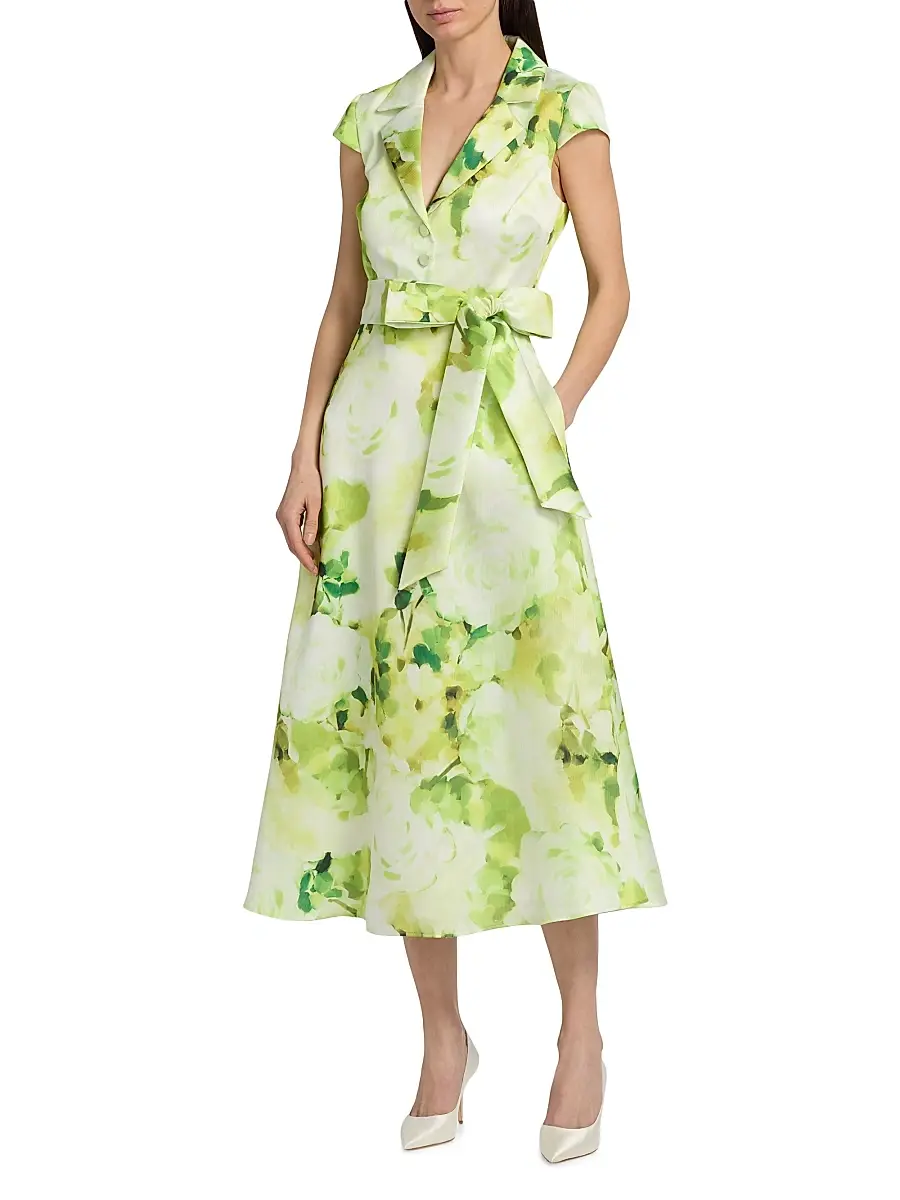 BADGLEY MISCHKA Women's Belted Floral A-Line Midi-Dress | Thumbnail 2 BADGLEY MISCHKA Women's Belted Floral A-Line Midi-Dress | Thumbnail 2