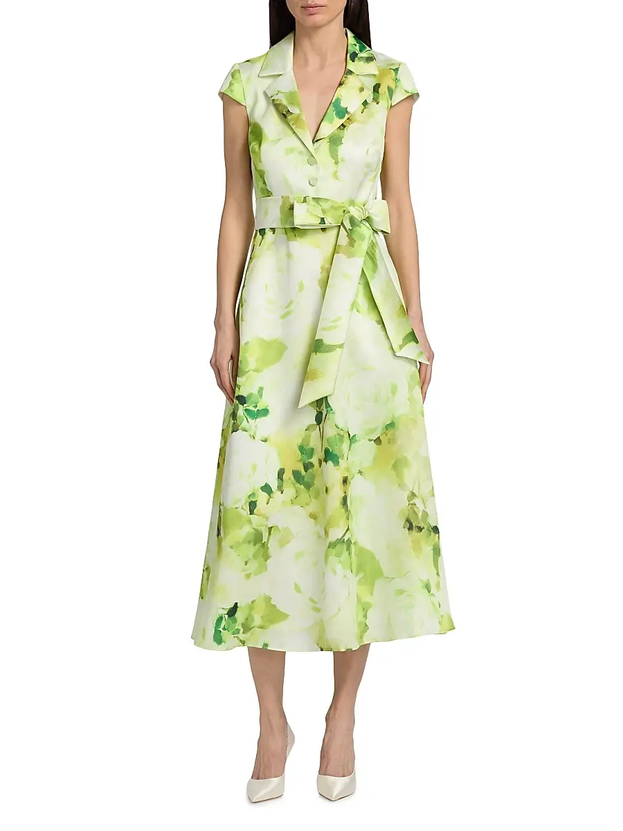 BADGLEY MISCHKA Women's Belted Floral A-Line Midi-Dress | Thumbnail 3 BADGLEY MISCHKA Women's Belted Floral A-Line Midi-Dress | Thumbnail 3