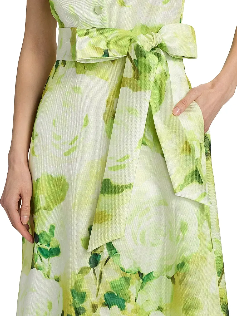 BADGLEY MISCHKA Women's Belted Floral A-Line Midi-Dress | Thumbnail 6 BADGLEY MISCHKA Women's Belted Floral A-Line Midi-Dress | Thumbnail 6