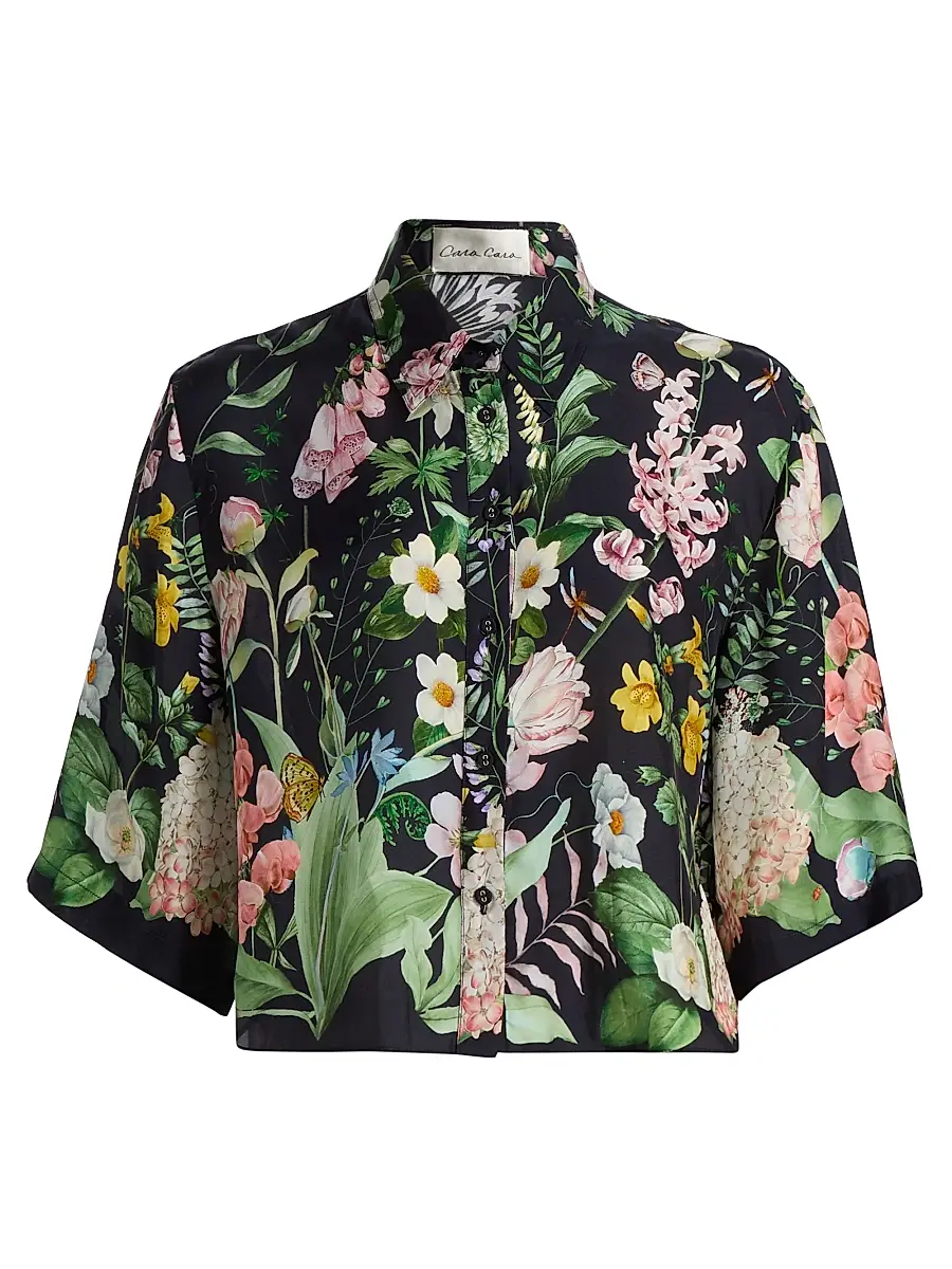 Cara Cara Women's Calvia Floral Boxy Shirt - Bloomsfield Navy | Image 1 Cara Cara Women's Calvia Floral Boxy Shirt - Bloomsfield Navy | Image 1