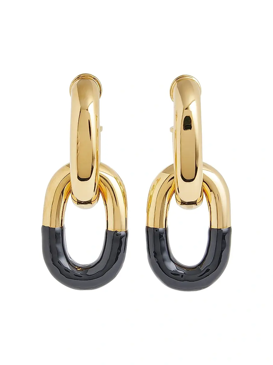 Rabanne Women's Link Drop Earrings - Black Light Gold | Image 1 Rabanne Women's Link Drop Earrings - Black Light Gold | Image 1