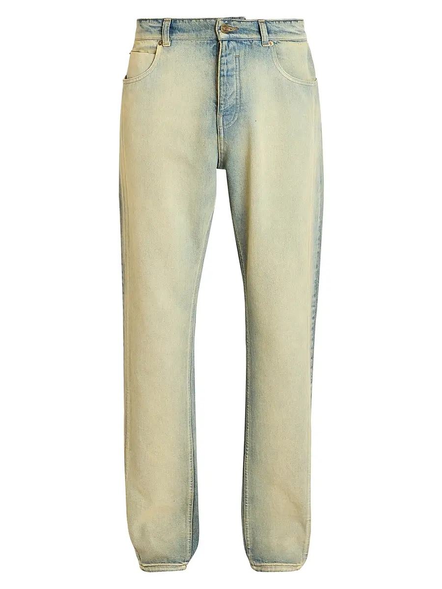Balmain Men's Regular Fit Straight-Leg Jeans - Blue Jean | Image 1 Balmain Men's Regular Fit Straight-Leg Jeans - Blue Jean | Image 1
