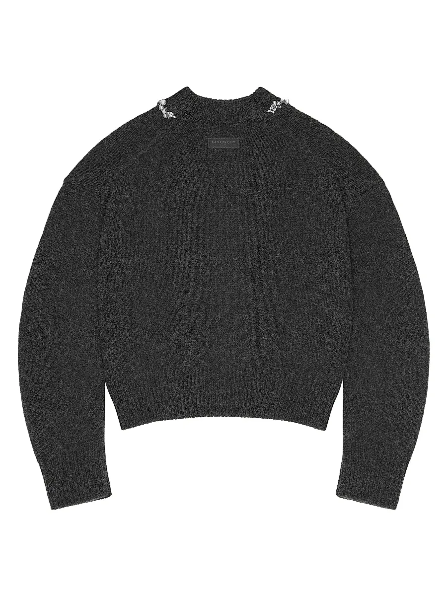 Givenchy Men's Embellished Couture Seam Cardigan in Alpaca and Yak Wool - Grey Mix | Thumbnail 2 Givenchy Men's Embellished Couture Seam Cardigan in Alpaca and Yak Wool - Grey Mix | Thumbnail 2