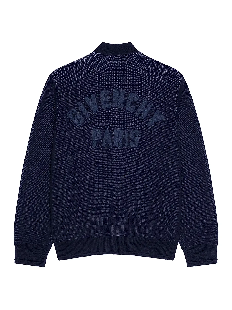 Givenchy Men's Cardigan in Cotton with Paris Embroidery - Dark Navy | Thumbnail 2 Givenchy Men's Cardigan in Cotton with Paris Embroidery - Dark Navy | Thumbnail 2