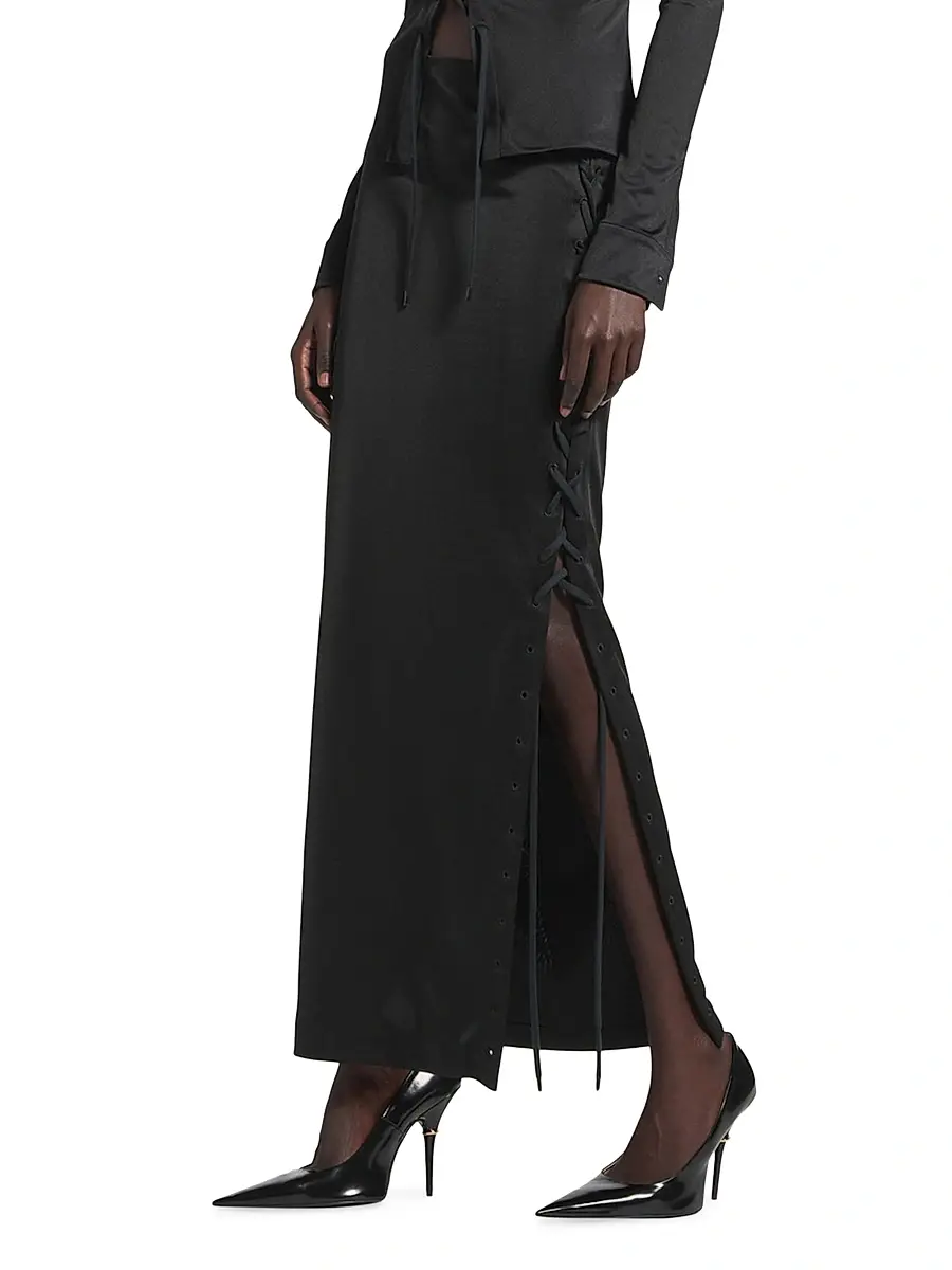 Balenciaga Women's Lace-Up Maxi Skirt | Thumbnail 2