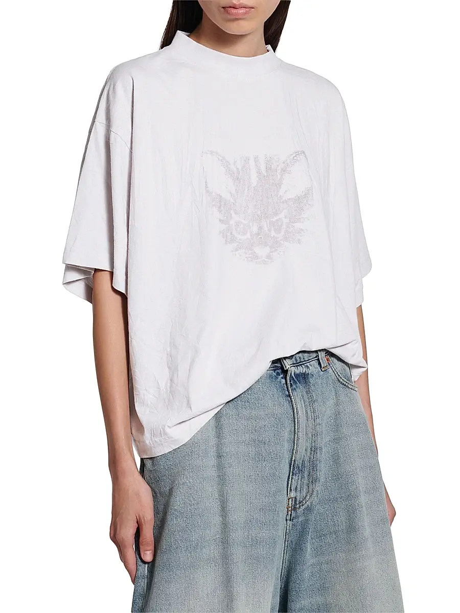 Balenciaga Women's Kittycat Cropped T-Shirt | Thumbnail 2