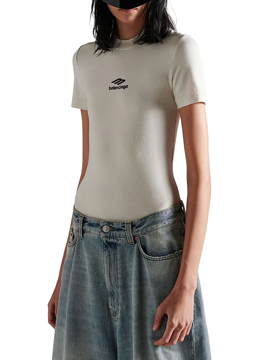 Balenciaga Women's 3B Sports Icon Fitted Crewneck T-Shirt | Thumbnail 5 Balenciaga Women's 3B Sports Icon Fitted Crewneck T-Shirt | Thumbnail 5