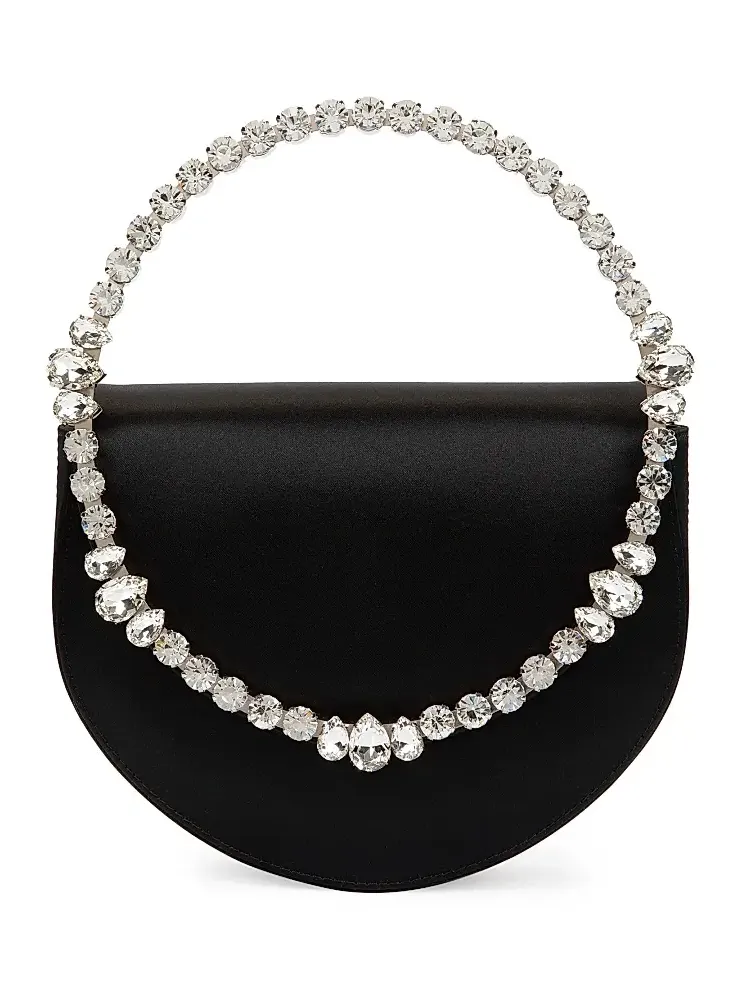 Women's Lily Crystal-Embellished Satin Top Handle Bag Women's Lily Crystal-Embellished Satin Top Handle Bag