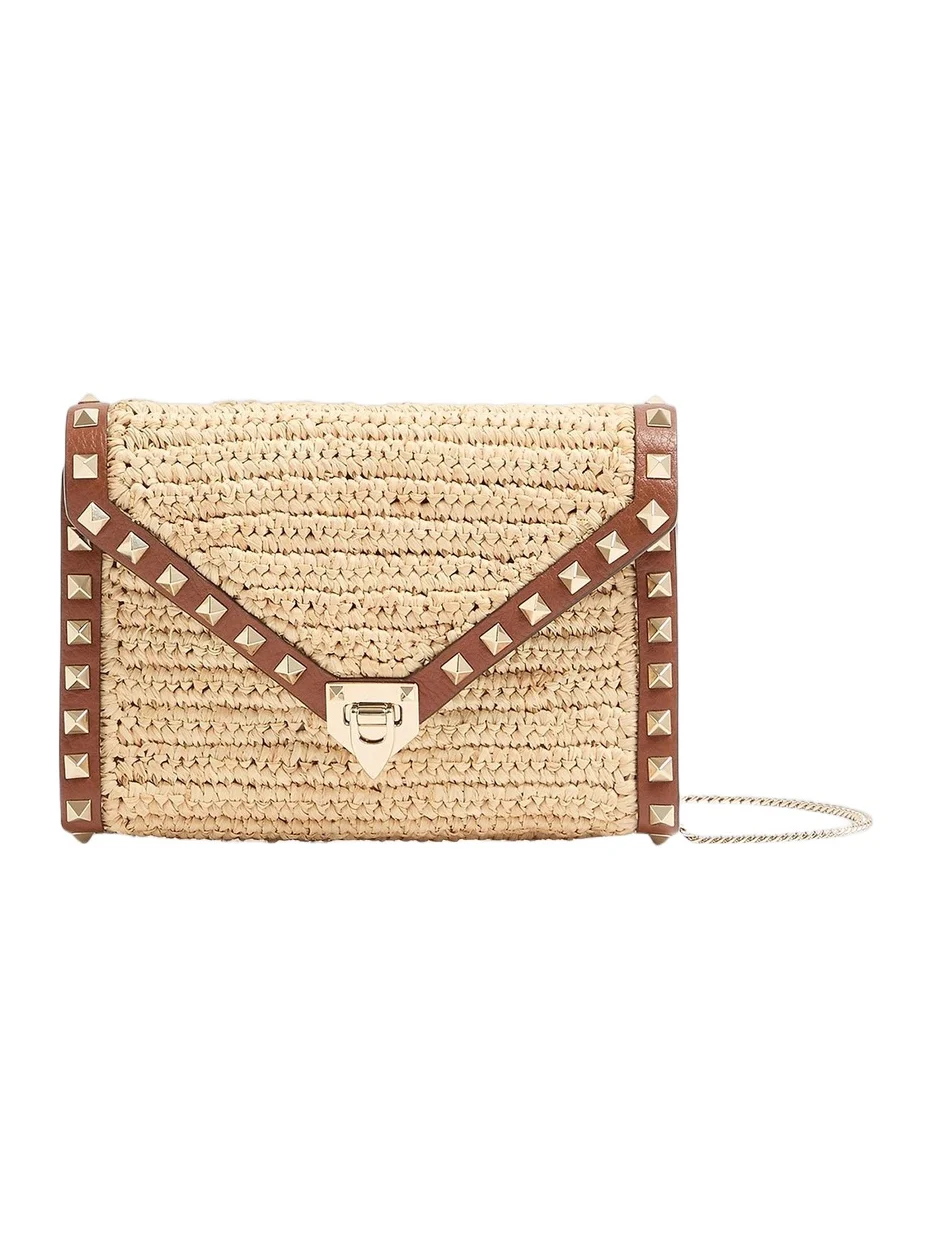 Women's Mini Rockstud Raffia Shoulder Bag Women's Mini Rockstud Raffia Shoulder Bag