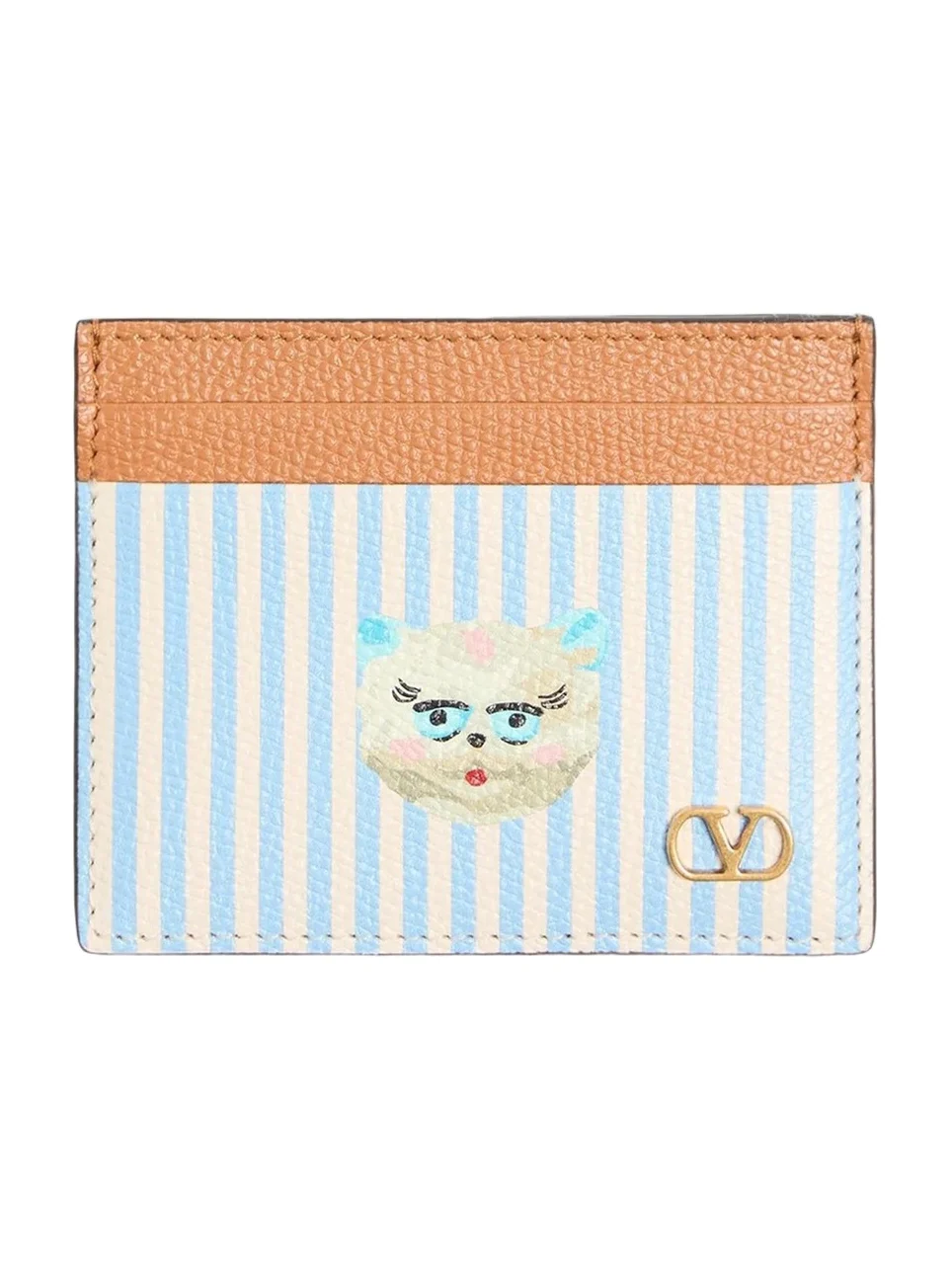 Men's VLogo Signature Wallet in Grainy Calfskin with Le Chat De La Maison Print