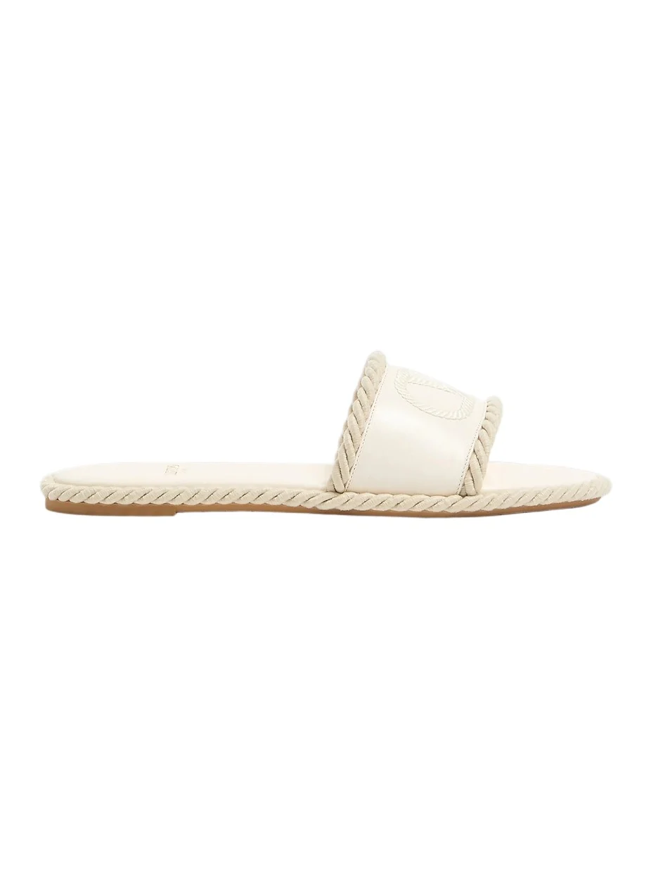 Valentino Women's VLogo Torchon Slide Sandals in Nappa Leather - Ivory