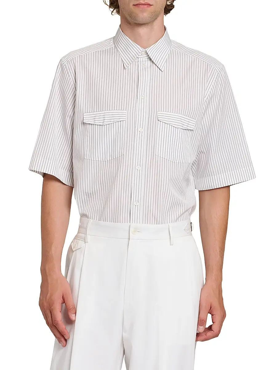 Dolce & Gabbana Men's Striped Cotton Poplin Shirt | Thumbnail 3 Dolce & Gabbana Men's Striped Cotton Poplin Shirt | Thumbnail 3