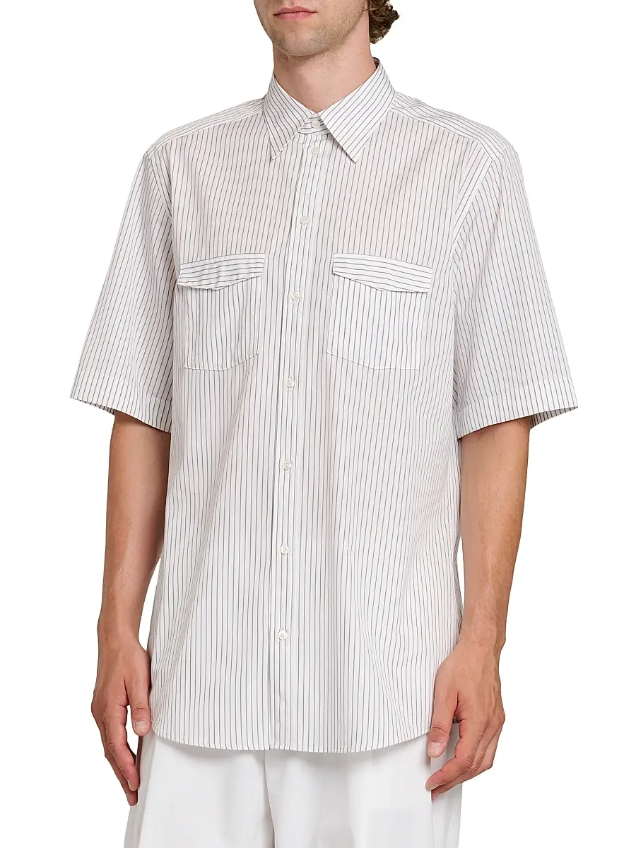 Dolce & Gabbana Men's Striped Cotton Poplin Shirt | Thumbnail 4 Dolce & Gabbana Men's Striped Cotton Poplin Shirt | Thumbnail 4