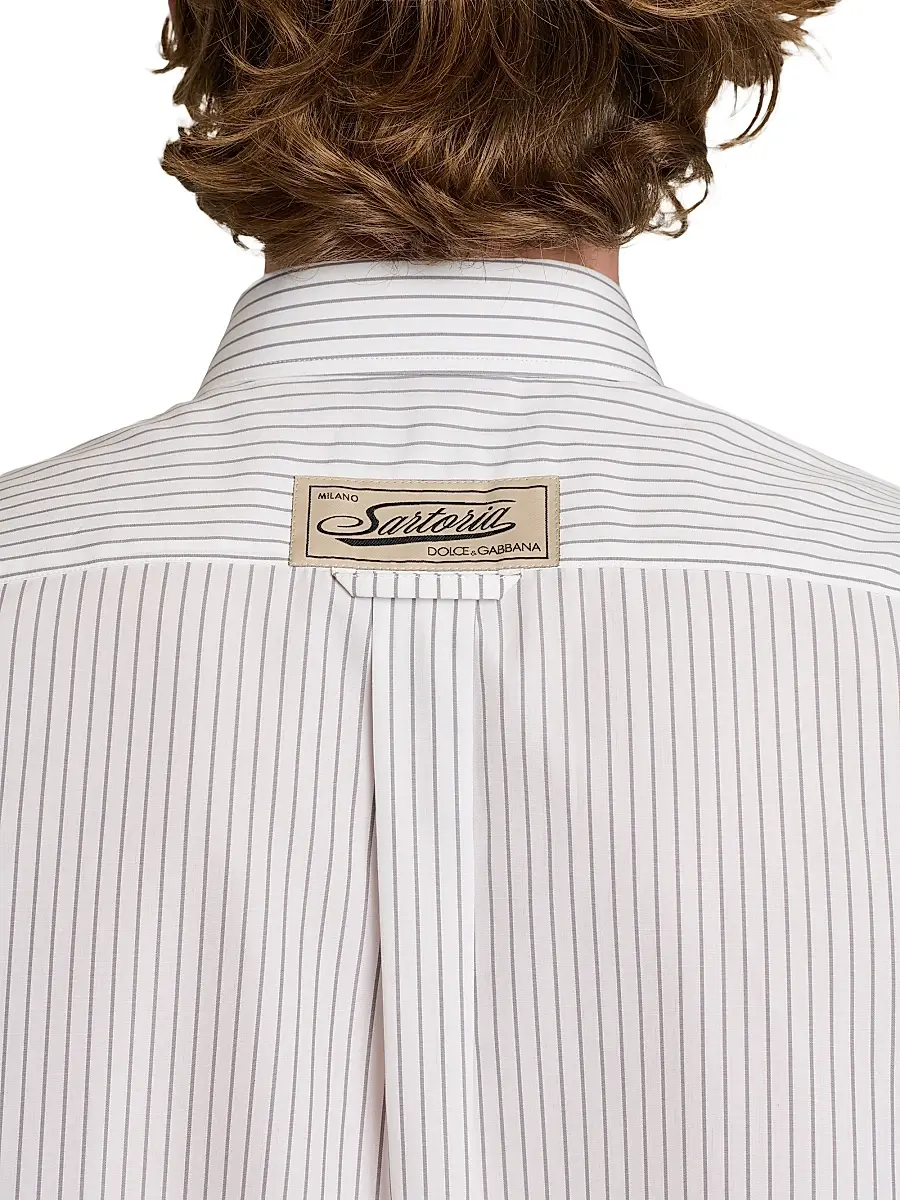 Dolce & Gabbana Men's Striped Cotton Poplin Shirt | Thumbnail 6 Dolce & Gabbana Men's Striped Cotton Poplin Shirt | Thumbnail 6