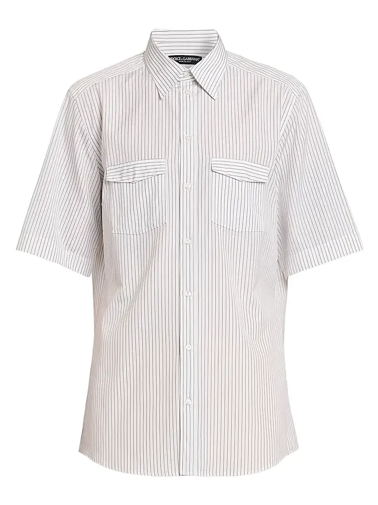 Dolce & Gabbana Men's Striped Cotton Poplin Shirt