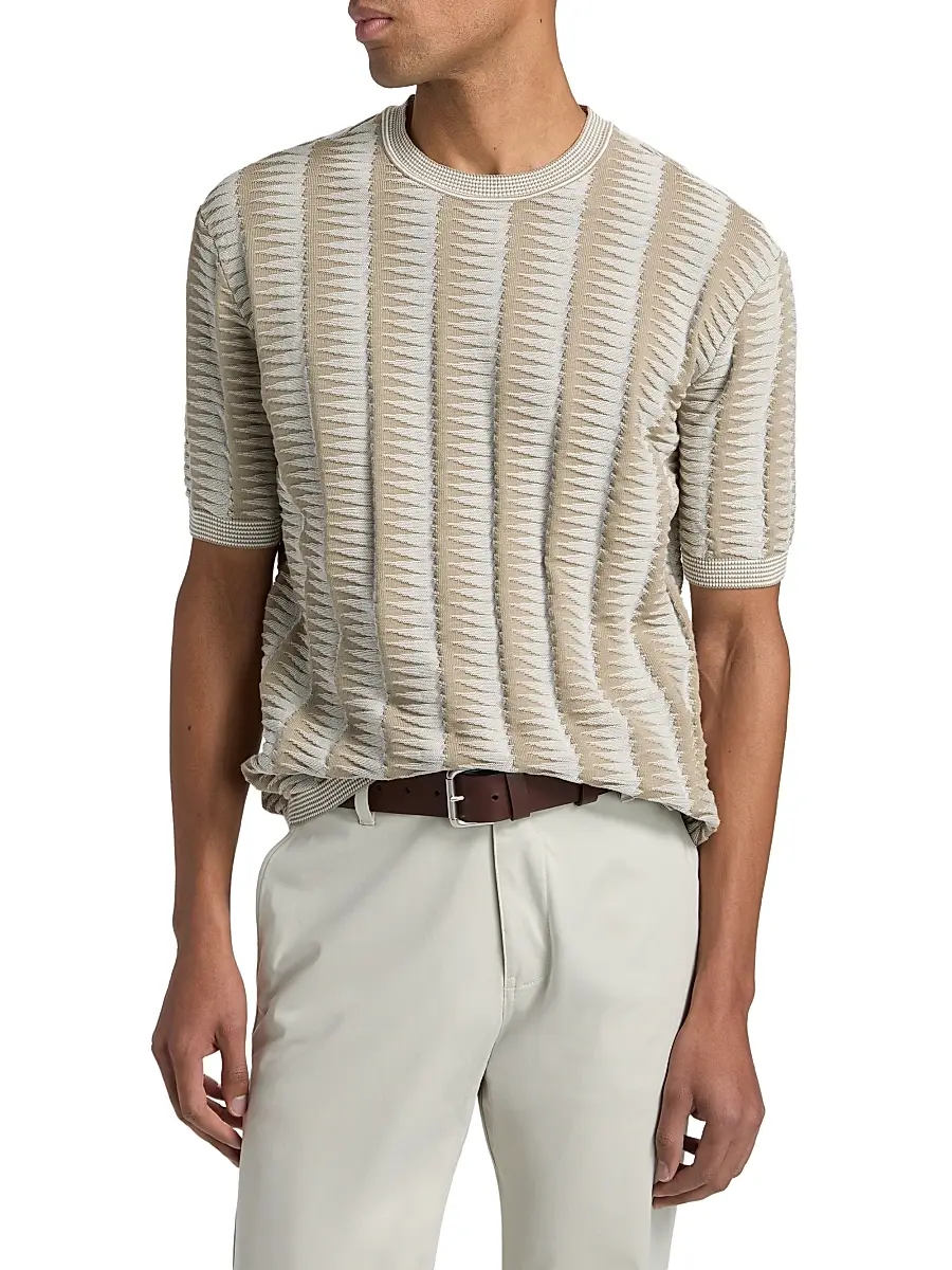 Emporio Armani Men's Jagged Edge Short Sleeve Knit Sweater | Thumbnail 3 Emporio Armani Men's Jagged Edge Short Sleeve Knit Sweater | Thumbnail 3