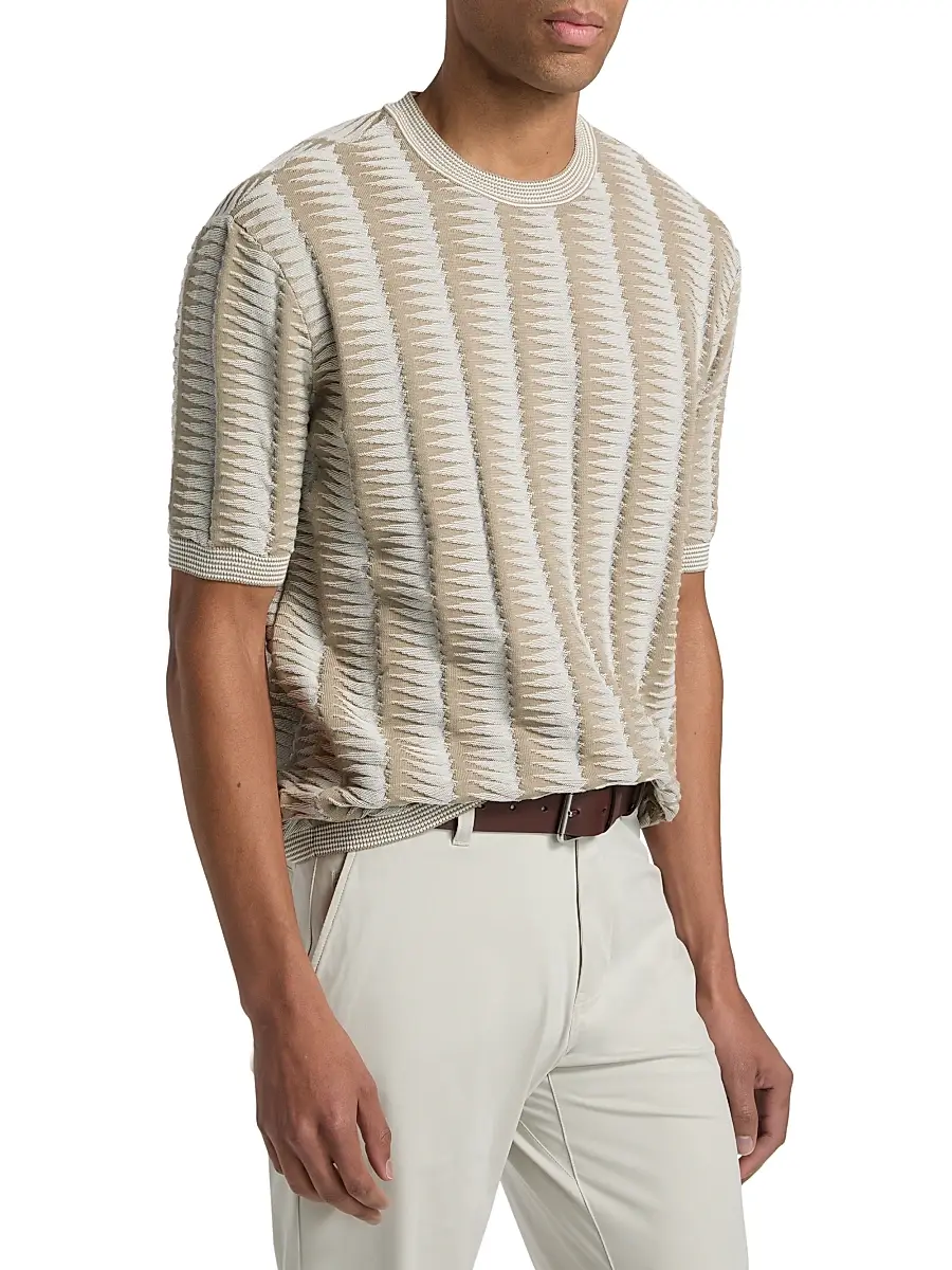 Emporio Armani Men's Jagged Edge Short Sleeve Knit Sweater | Thumbnail 4 Emporio Armani Men's Jagged Edge Short Sleeve Knit Sweater | Thumbnail 4
