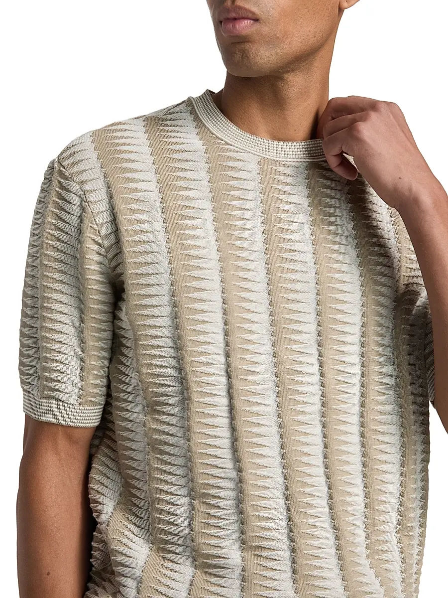 Emporio Armani Men's Jagged Edge Short Sleeve Knit Sweater | Thumbnail 6 Emporio Armani Men's Jagged Edge Short Sleeve Knit Sweater | Thumbnail 6