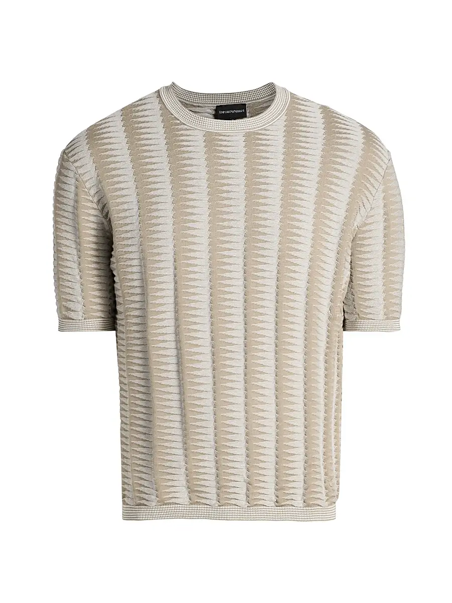 Emporio Armani Men's Jagged Edge Short Sleeve Knit Sweater