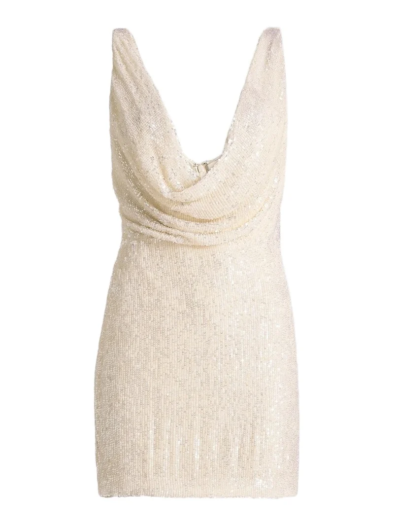 The New Arrivals Ilkyaz Ozel Women's Lydia Sequined Cowlneck Minidress