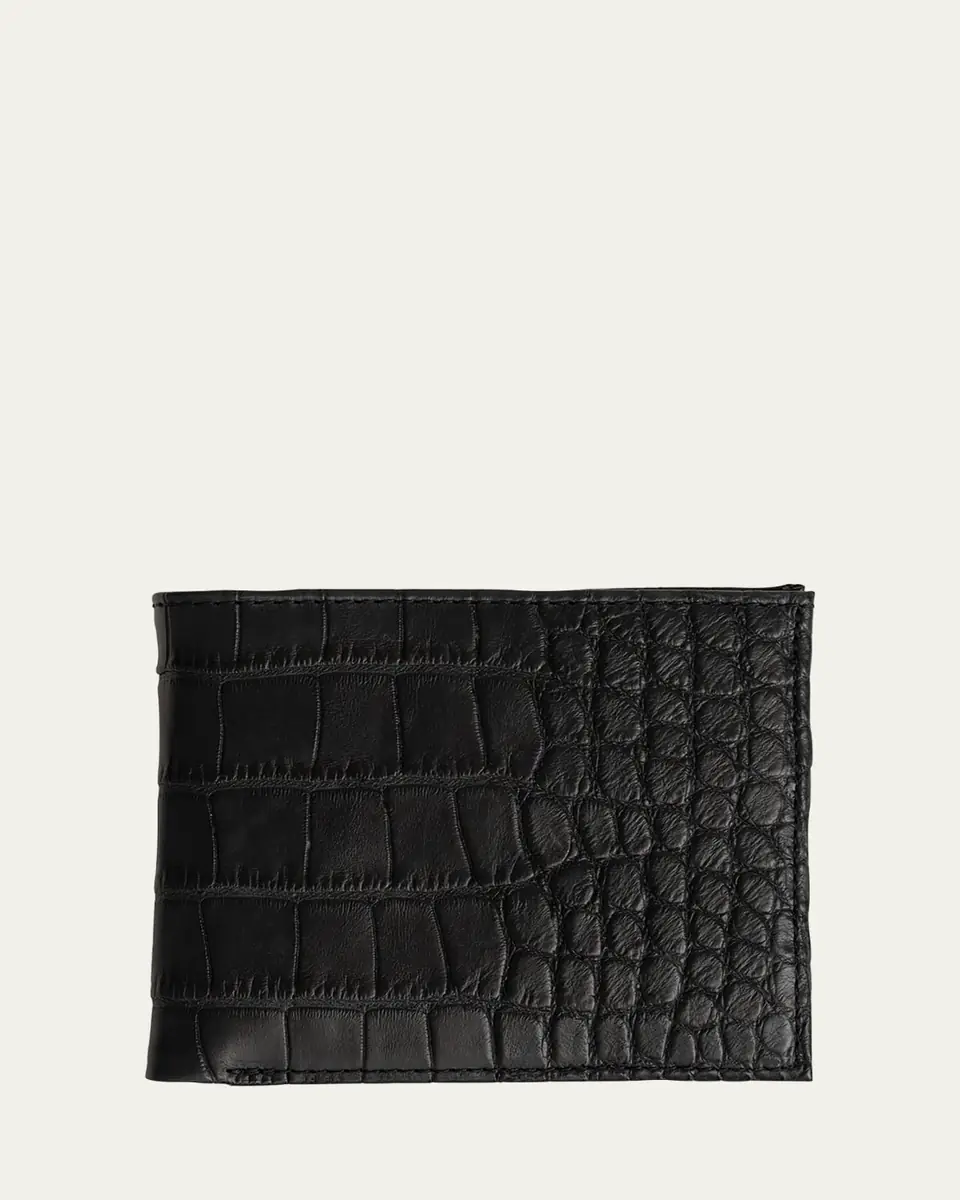 Abas Men's Matte Alligator Leather Bifold Wallet w/ ID Window | Thumbnail 3