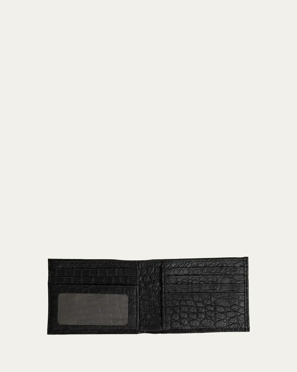 Abas Men's Matte Alligator Leather Bifold Wallet w/ ID Window | Thumbnail 4