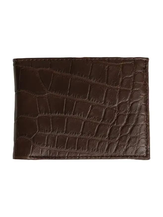 Men's Matte Alligator Leather Bifold Wallet w/ ID Window