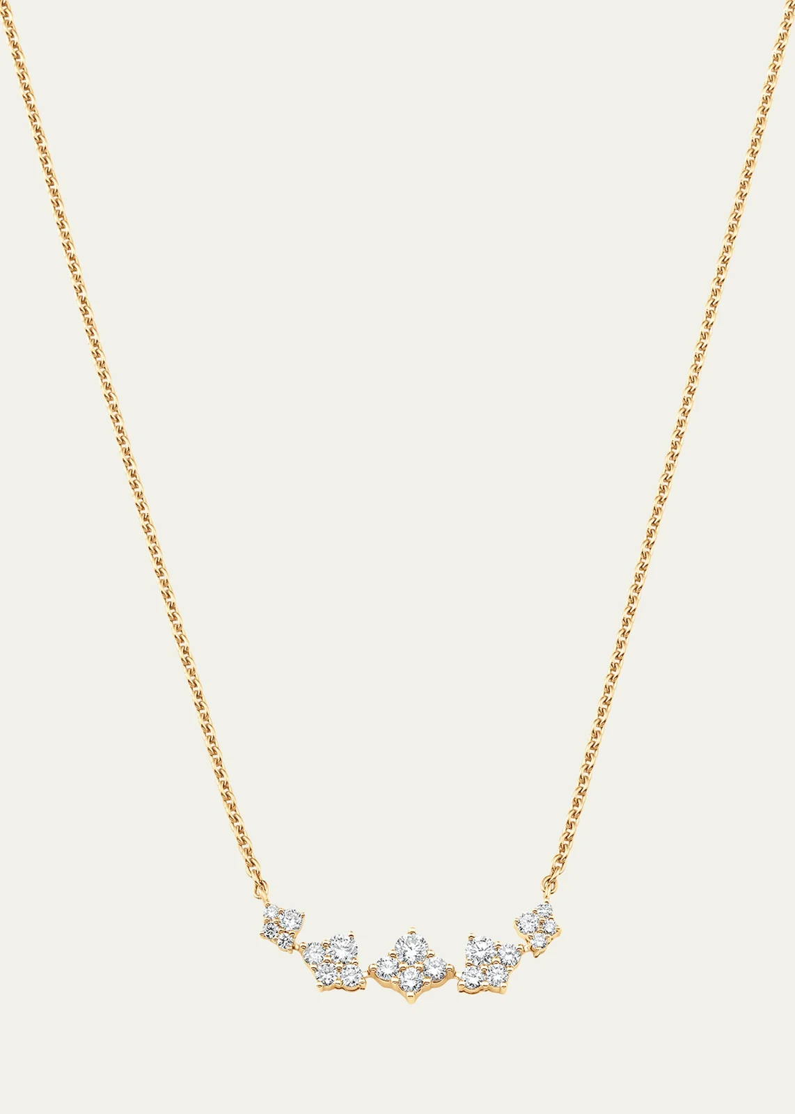 18K Yellow Gold Dujour Graduated Diamond Cluster Station Necklace