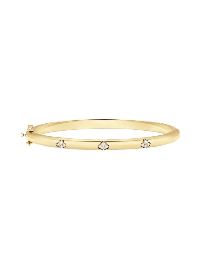 18K Yellow Gold Dujour Four-Cluster Diamond Bangle Bracelet
