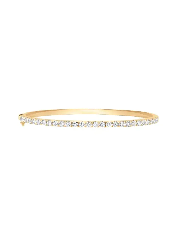 18K Yellow Gold Single Row Diamond Bangle Bracelet