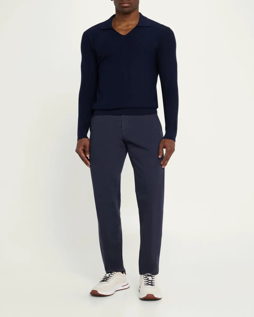 Sease Men's Herringbone Johnny-Collar Polo Sweater | Thumbnail 2