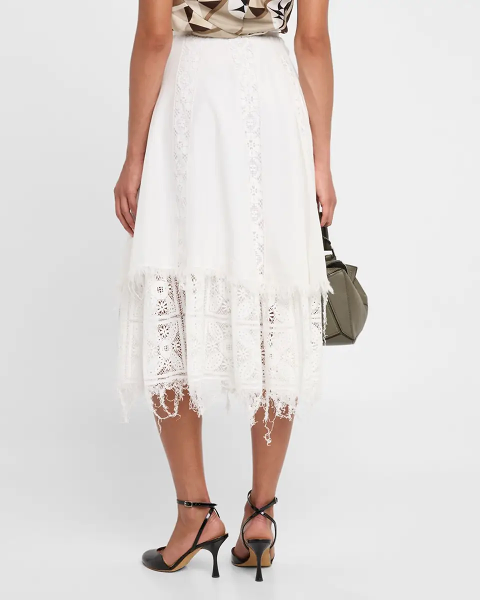 Loewe Lace-Inset Layered Midi Skirt | Thumbnail 2