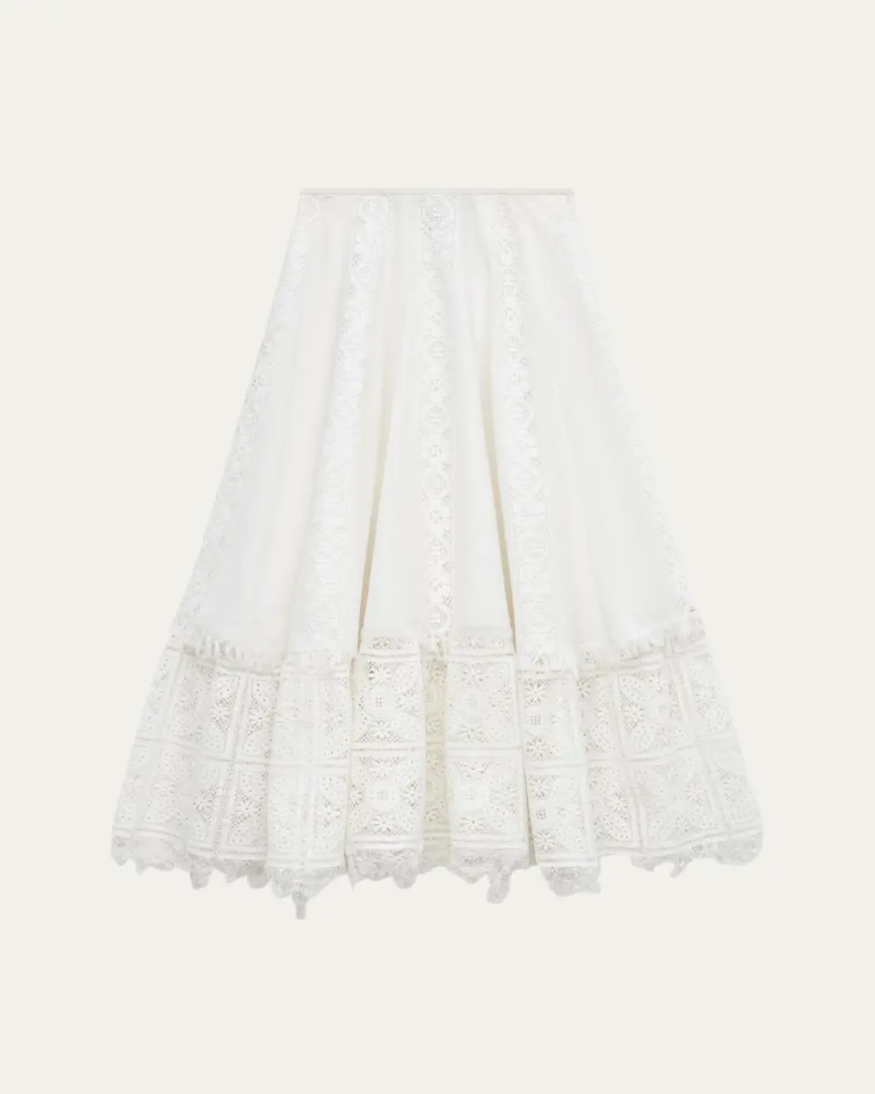Loewe Lace-Inset Layered Midi Skirt | Thumbnail 5
