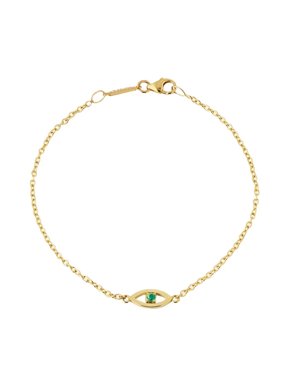 Jennifer Meyer Mini Open Evil Eye Bracelet with Emerald