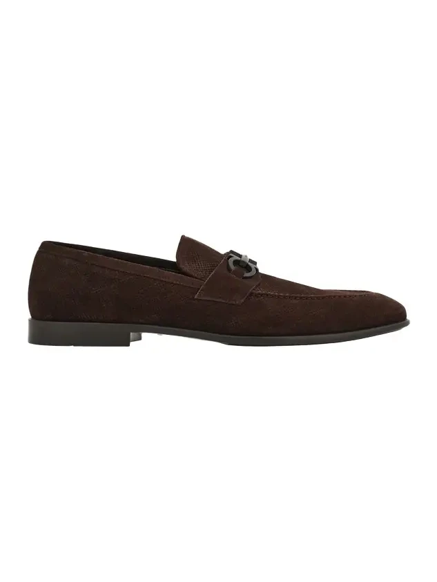 Men's Foster Textured Suede Gancini Bit Loafers Men's Foster Textured Suede Gancini Bit Loafers