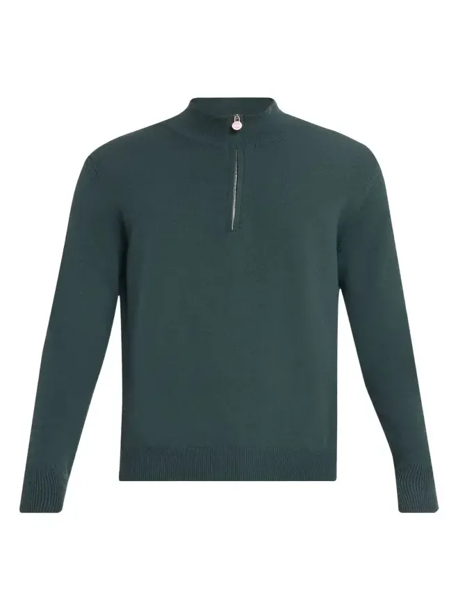 Men's 12gg Cashmere Mock Neck Quarter-Zip Sweater