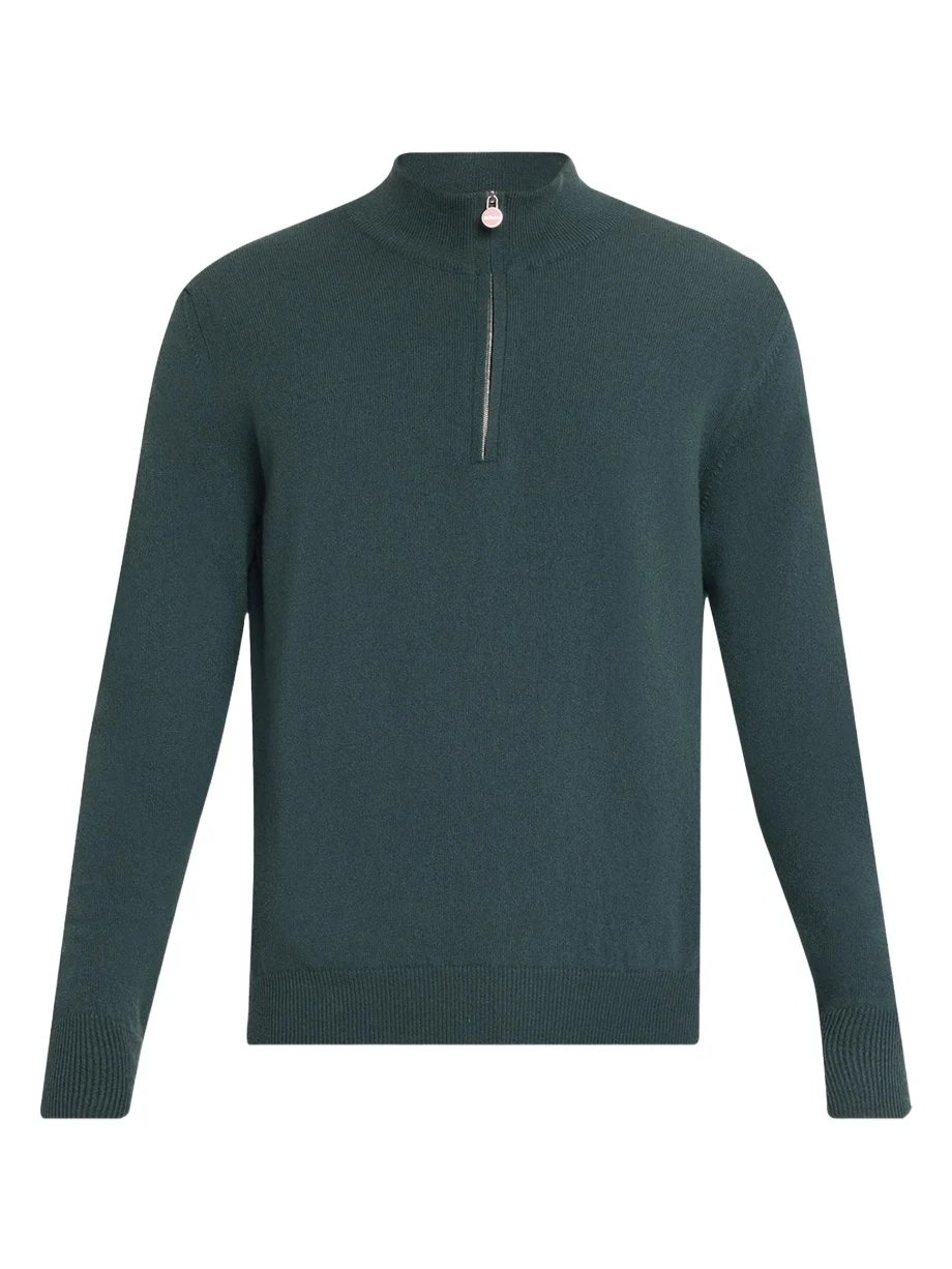 Men's 12gg Cashmere Mock Neck Quarter-Zip Sweater Men's 12gg Cashmere Mock Neck Quarter-Zip Sweater