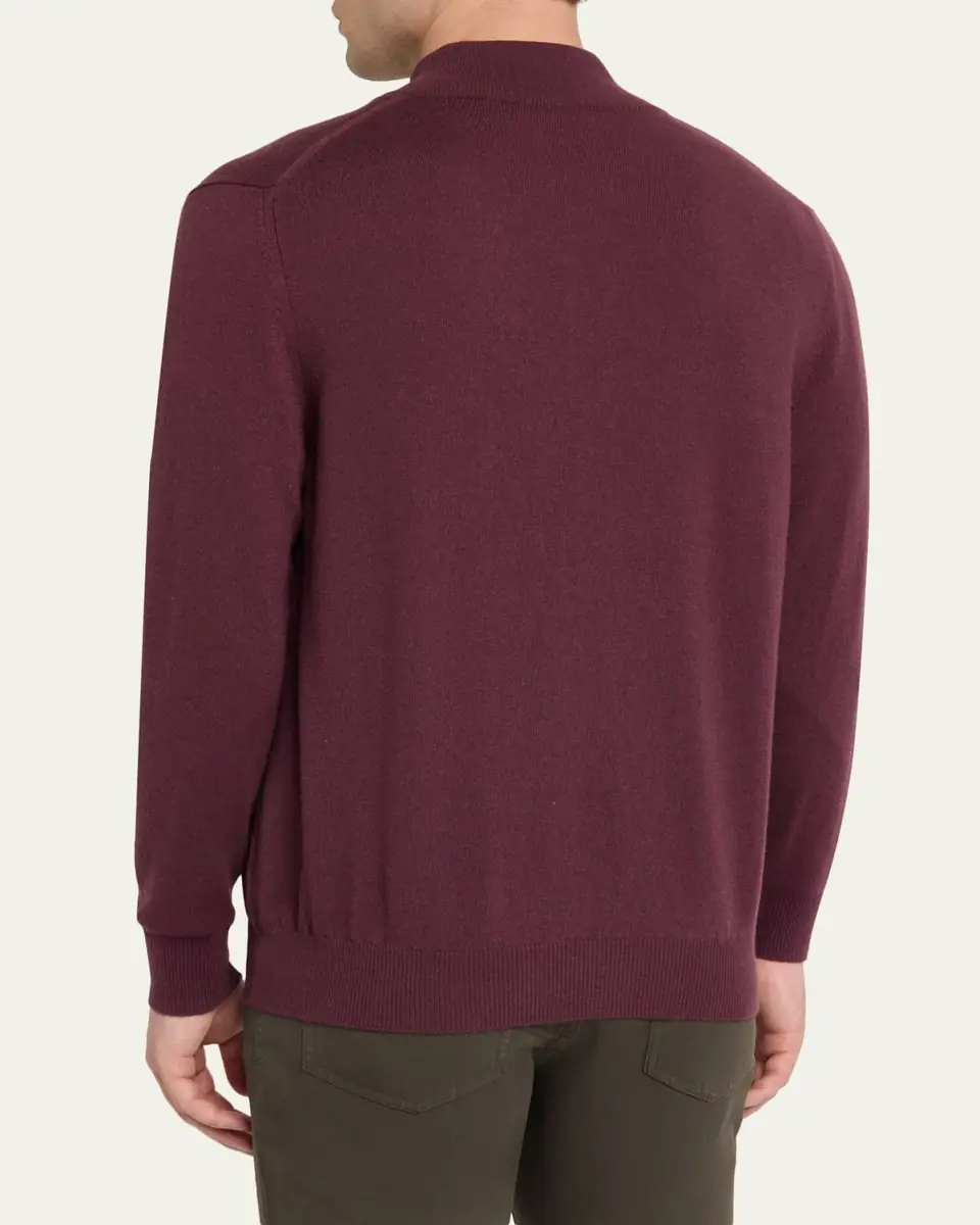 Kiton Men's 12gg Cashmere Mock Neck Quarter-Zip Sweater | Thumbnail 3 Kiton Men's 12gg Cashmere Mock Neck Quarter-Zip Sweater | Thumbnail 3