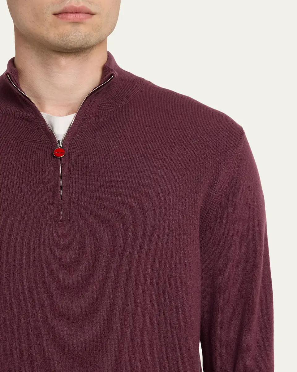 Kiton Men's 12gg Cashmere Mock Neck Quarter-Zip Sweater | Thumbnail 5 Kiton Men's 12gg Cashmere Mock Neck Quarter-Zip Sweater | Thumbnail 5