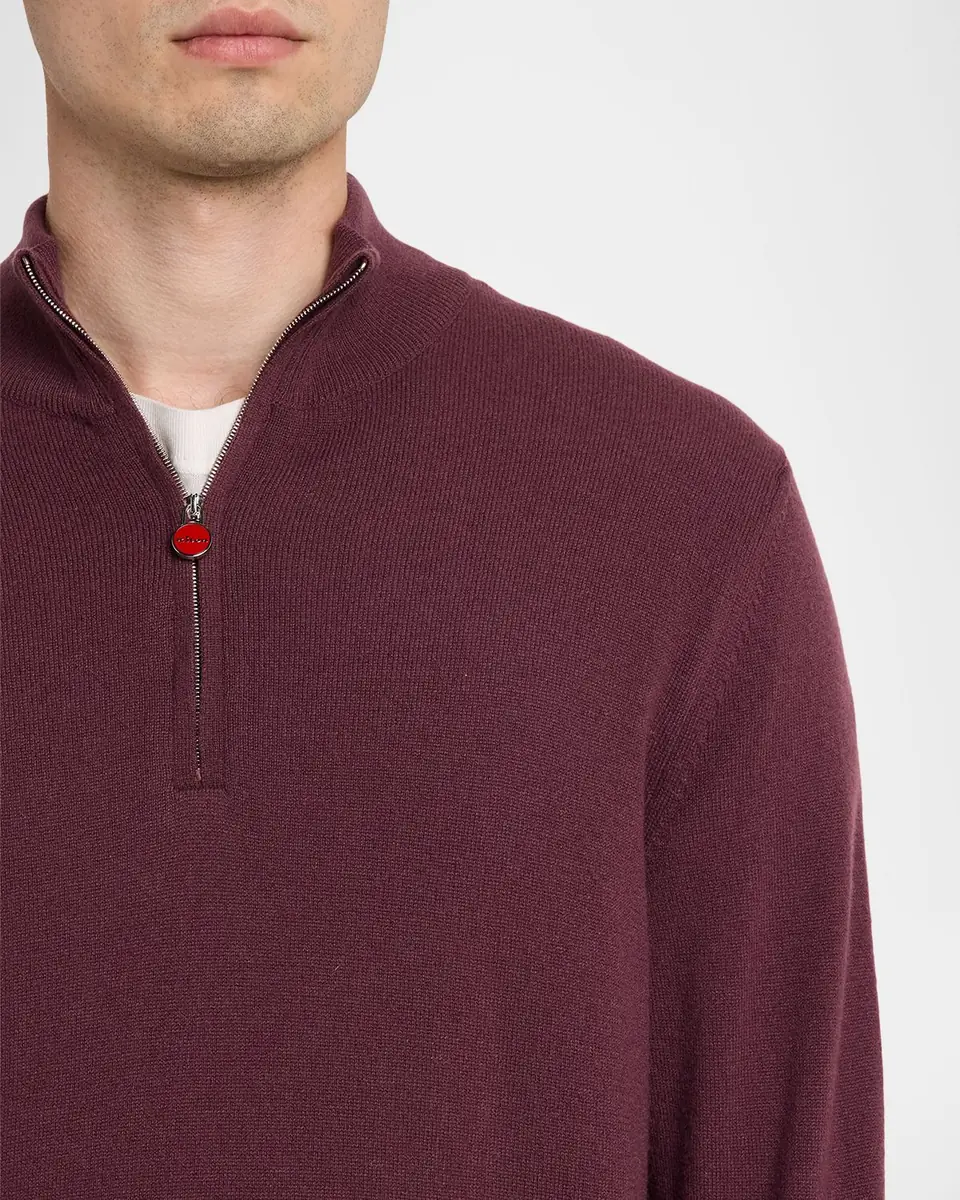 Kiton Men's 12gg Cashmere Mock Neck Quarter-Zip Sweater | Thumbnail 9 Kiton Men's 12gg Cashmere Mock Neck Quarter-Zip Sweater | Thumbnail 9
