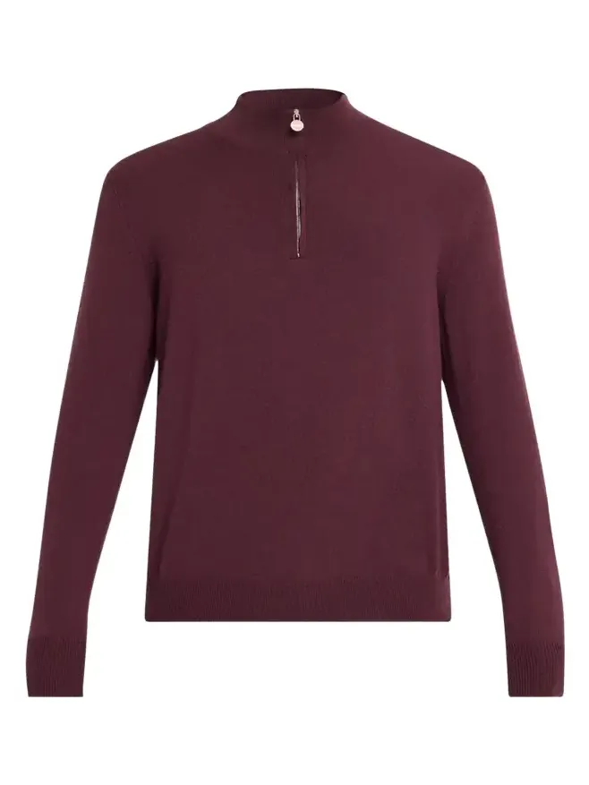 Men's 12gg Cashmere Mock Neck Quarter-Zip Sweater Men's 12gg Cashmere Mock Neck Quarter-Zip Sweater