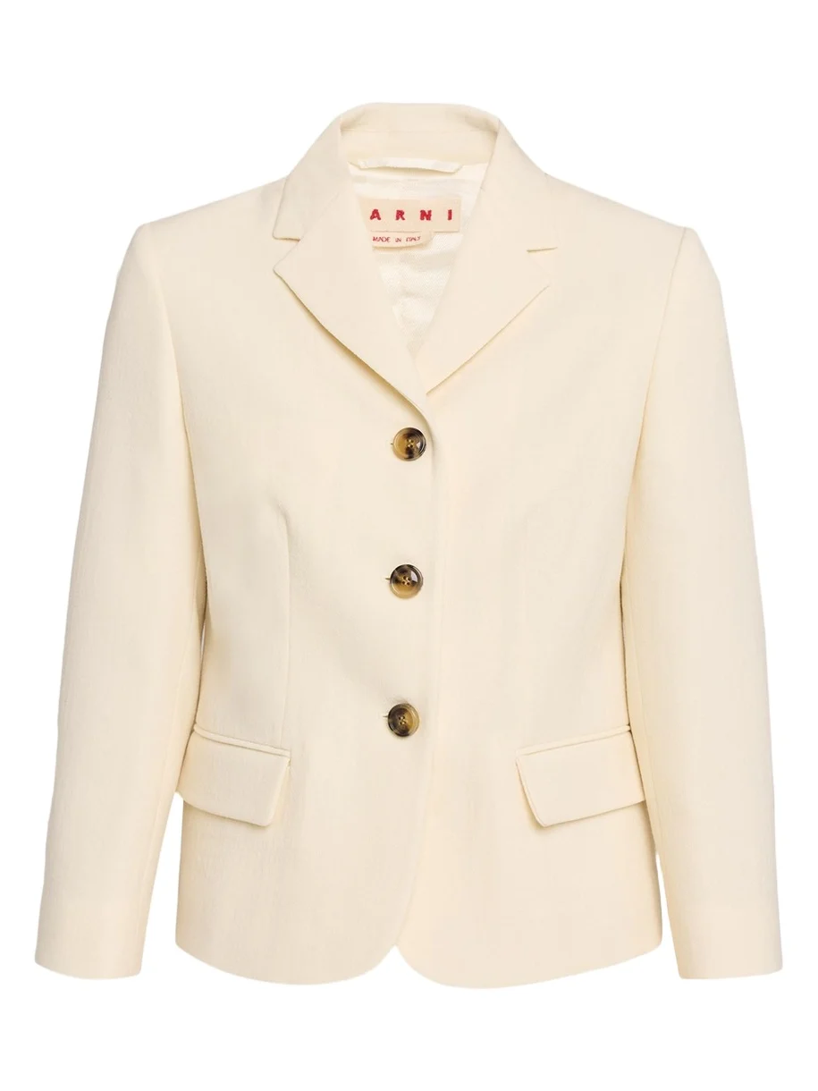 Double Wool Crepe Single-Breasted Blazer Jacket Double Wool Crepe Single-Breasted Blazer Jacket