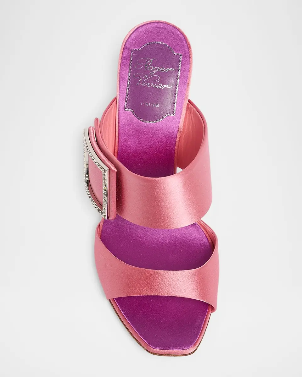 Roger Vivier 85mm Trompette Strass Satin Mules | Thumbnail 6