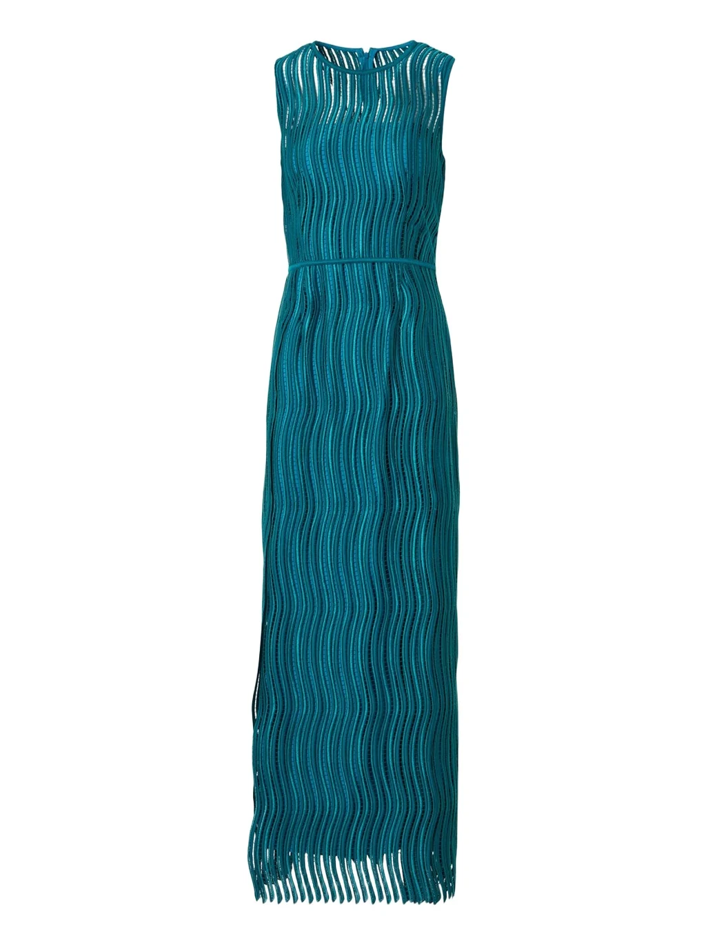 Sleeveless Techno Wave Guipure Side-Slits Gown Sleeveless Techno Wave Guipure Side-Slits Gown