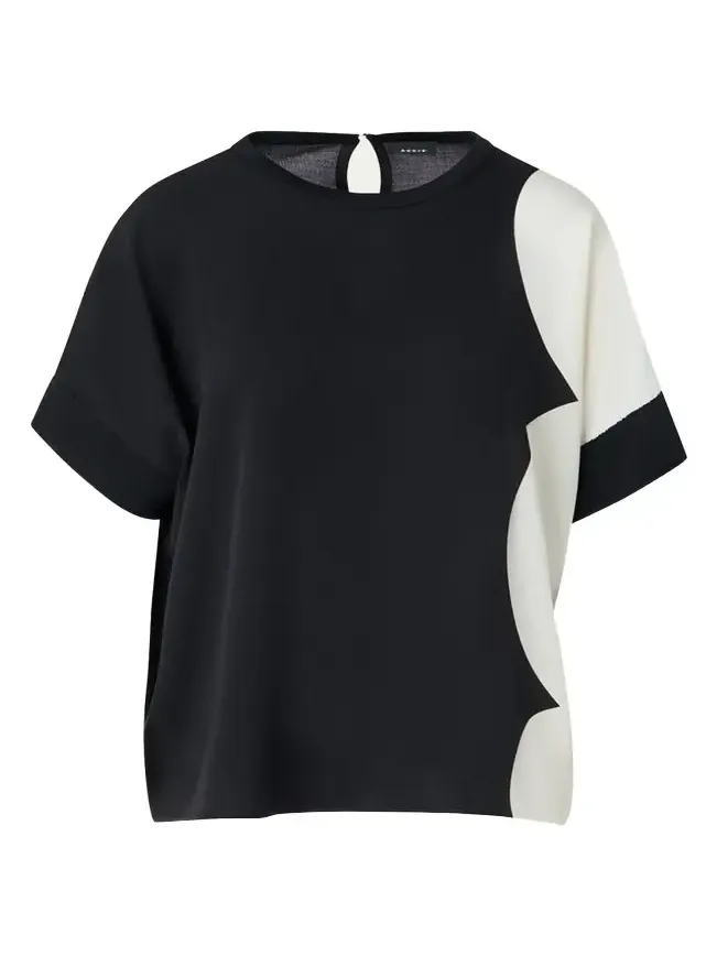 Silk-Front Short-Sleeve Sweater Silk-Front Short-Sleeve Sweater