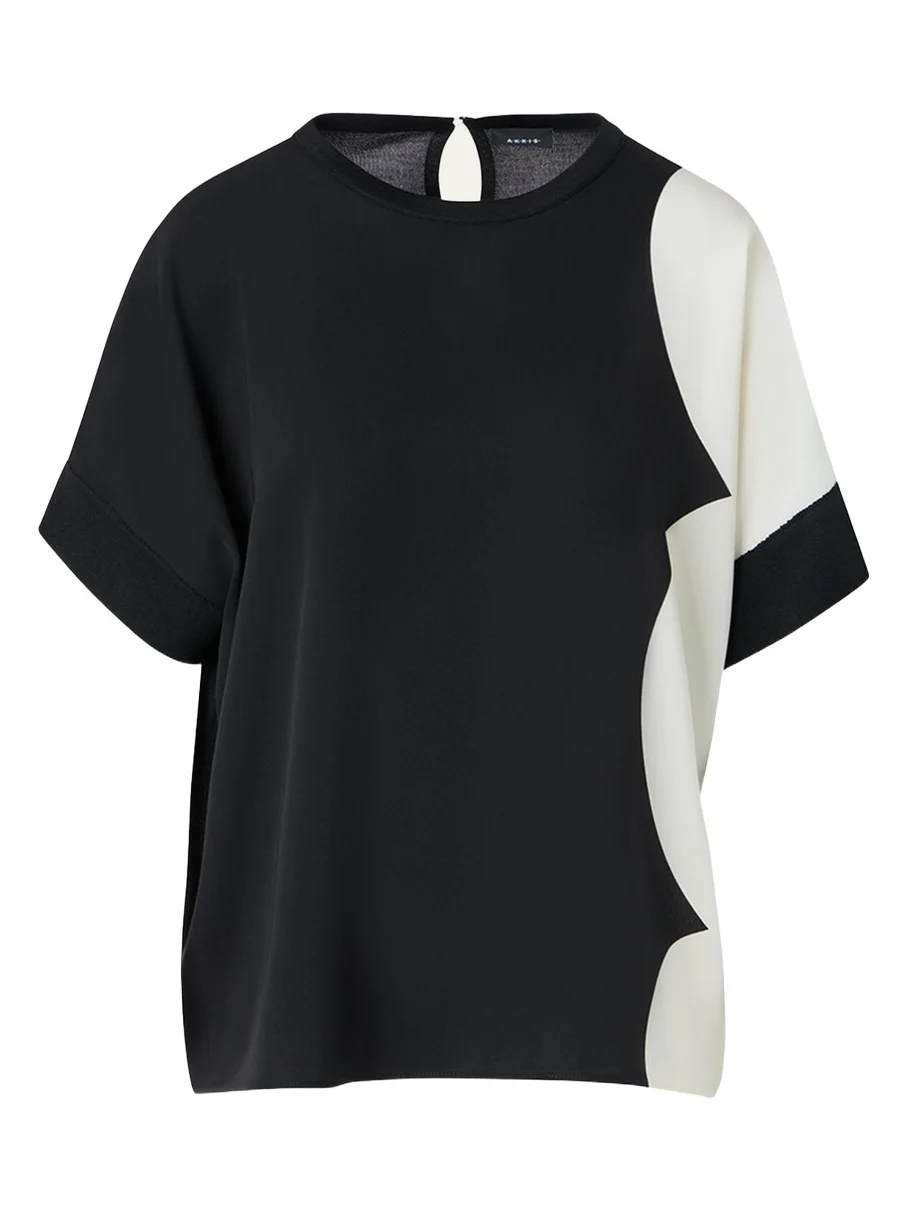 Silk-Front Short-Sleeve Sweater Silk-Front Short-Sleeve Sweater