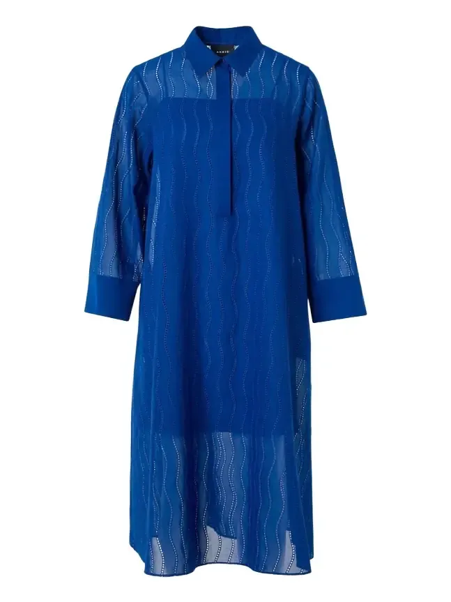Wave Broderie Anglaise Cotton Voile Midi Shirtdress