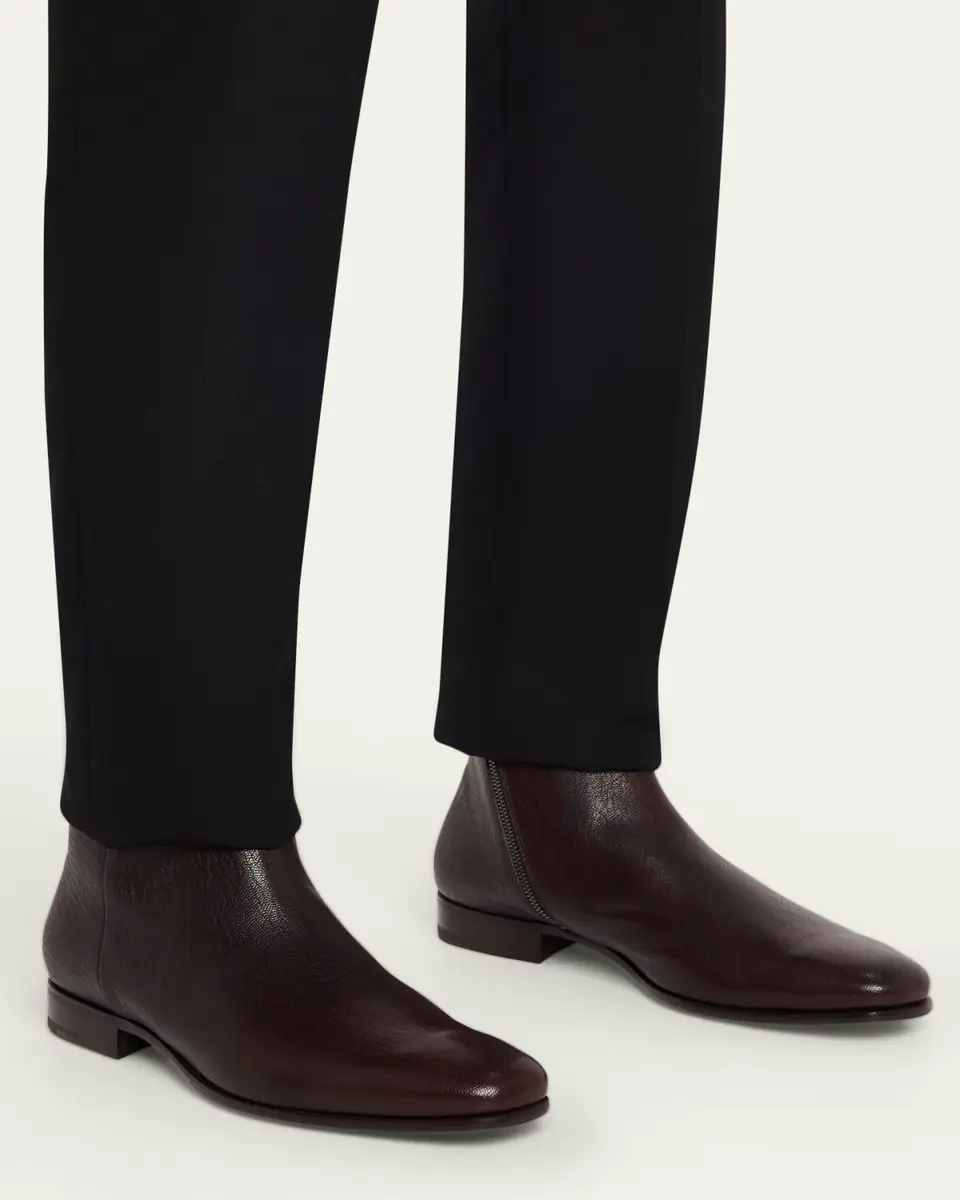 Prada Men's Leather Embossed-Logo Zipped Ankle Boots | Thumbnail 2 Prada Men's Leather Embossed-Logo Zipped Ankle Boots | Thumbnail 2