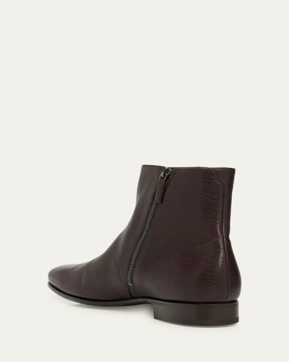 Prada Men's Leather Embossed-Logo Zipped Ankle Boots | Thumbnail 4 Prada Men's Leather Embossed-Logo Zipped Ankle Boots | Thumbnail 4