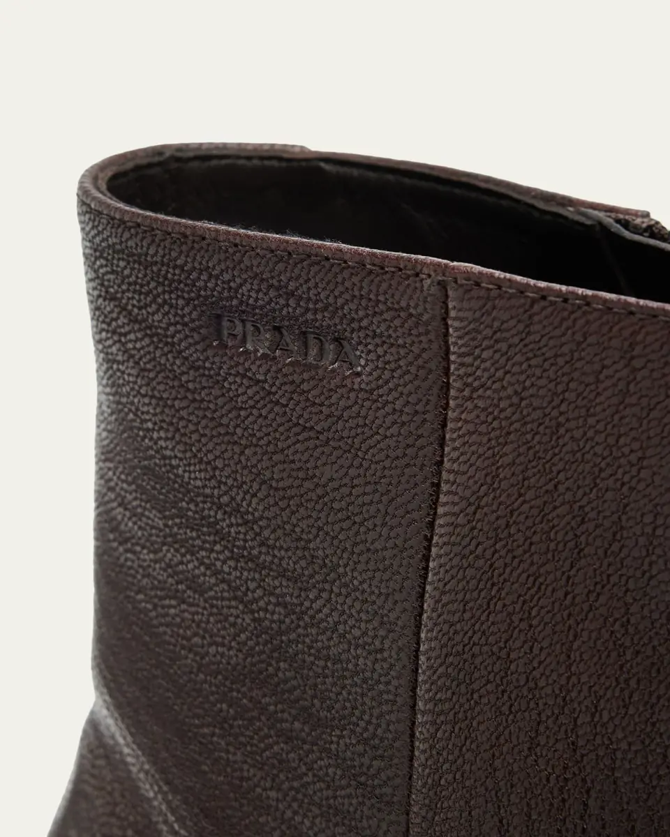 Prada Men's Leather Embossed-Logo Zipped Ankle Boots | Thumbnail 5 Prada Men's Leather Embossed-Logo Zipped Ankle Boots | Thumbnail 5